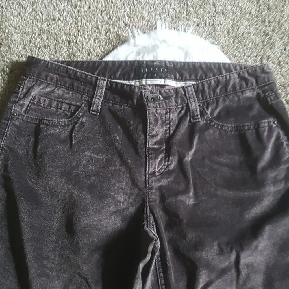 Theory Velour Pants Brown Womens Size 4‎